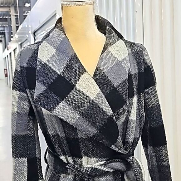 A New Day Checkered Belted Peacoat Jacket Size XSmall - Picture 6 of 13